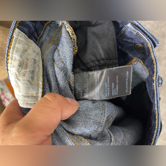 All Saints Y2K Ashby Blue Medium Wash Low Rise Skinny Size 24 motorcycle punk - Picture 9 of 12